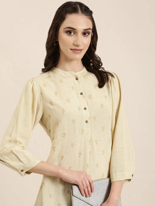 Women Beige Floral Straight Kurti-NJ-3642299-Beige