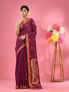 Purple Cotton Blend Handwoven Saree With Paisley Motifs-MA51BCT431270022