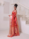 Red Dual-Tone Tissue Saree With Zari Borders-MA64TIS46610001