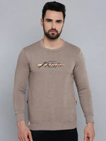 Men Grey Printed Sweatshirt-SCAW-23-Taupe