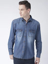 Hangup Men Slim Solid Shirts-DenimShirt