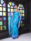 Turquoise Muslin Saree With Jamdani Designs-MA64MS401190015