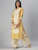 Women's Yellow Printed Kurta Sets-GW2209-Yellow