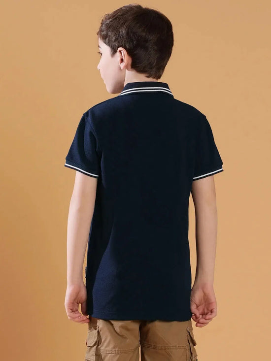 Lil Tomatoes Boys Cotton Polo T-shirt-GBT-S24-1409_NAVY_30