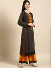 Women's Black Striped Kurta Set-GW-1178-Black