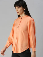 Women's Pink Solid Tops-BLZ-02-Peach