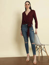 Maroon Wrap Around Top