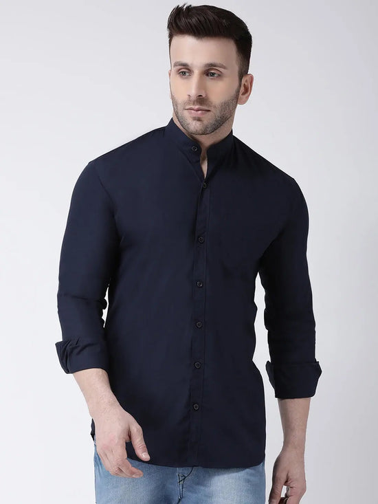 Hangup Men Slim Solid Shirts-BenNavyShirt