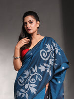 Teal Blue Pure Cotton Soft Saree With Nakshi Designs-MA54CT041380004