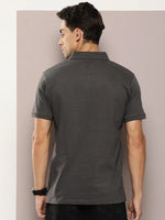 Dillinger Grey Solid Regular Snap Polo T-shirt