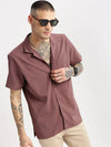 Men Cuban Collar Solid Lavender Casual Shirt-FELCO-2210-Lavender