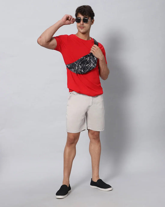 Solid Stretchable Shorts with 3 pockets-Grey-HS6012-30