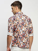 Men White Floral Shirt-PRISM-1696-White