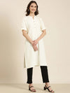 Women Cream Solid Straight Kurta-DF-1432-Cream