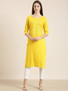 Women Yellow Solid Straight Kurta-NJ-3709228-Yellow