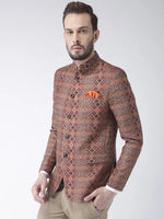 Hangup Men Standard Printed Men Formalwear-D315ButtonBlazer