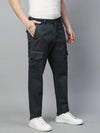 Genips Men's Dark Grey Cotton Stretch Bahamas Cargo Fit Solid Cargo