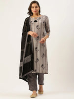 Women's Grey Printed Kurta Sets-FS-2199-Grey