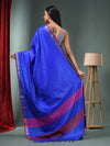 Blue Blended Silk Handwoven Saree With Temple Zari Border-MA50BSL01660145