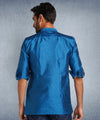 Hangup Men Standard Solid Men's Indian Wear-Turquoise_Dupion_Patch_Short2Kurta