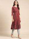 Women's Maroon Printed Anarkali Kurta-KG-581-Maroon