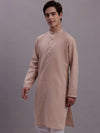 Men's Embroidered Mirror Work Kurta-KO-697Beige