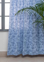 French Farmhouse 100% cotton floral curtain for living room - Room darkening - Blue - Pack of 1-230421033