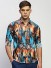 Men Blue Floral Shirt-PRISM-1701-Blue