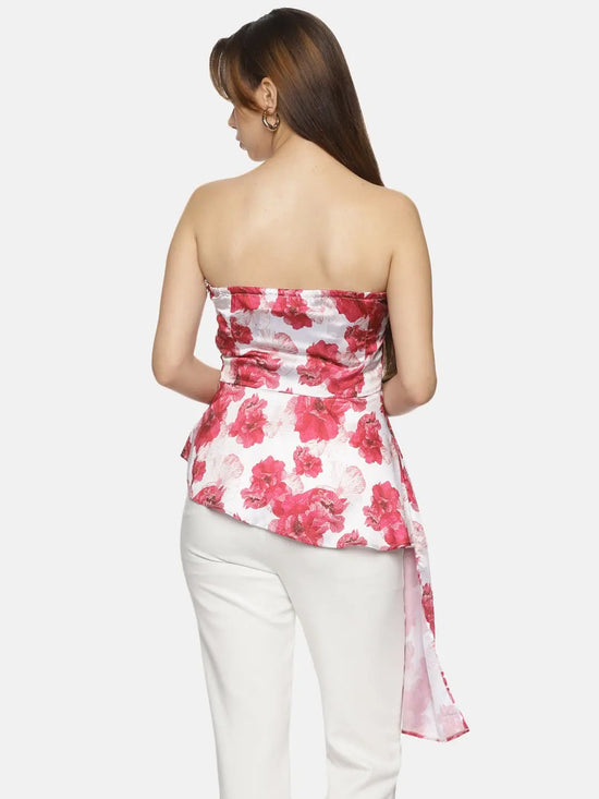 Floral White Flared Bandeau Top-17306