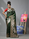 Emerald Green Katan Silk Banarasi Saree With Ethnic Motifs And Zari Woven Designs-MA52KA441380069