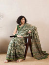 Ahika Women Green Linen Abstract Printed Saree-VFSAR1023