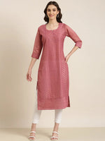 Women Mauve Embellished Straight Kurta-SKC-1250-Mauve