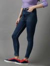 Women's Navy Blue Solid Skinny Fit Denim Jeans-GZ-5287-Navyblue