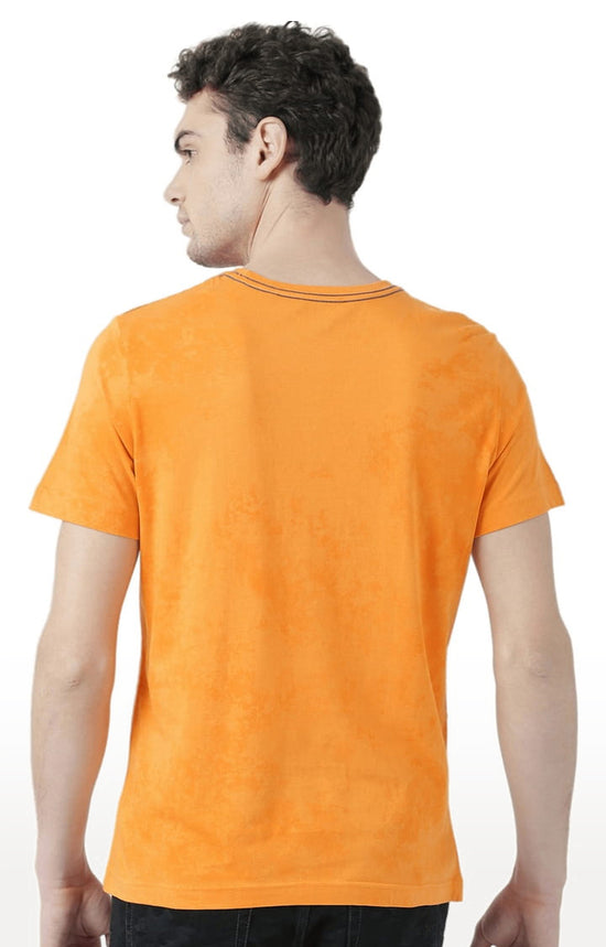 Huetrap Orange Mens Short Sleeve Graphic Printed Tshirt-HT17MKGRABZO00539