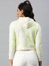 Women's White Solid Crop Front-Open Sweatshirt-AF-1790-Whitefluorescentgreen