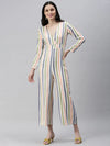 Women's White Striped Jumpsuit-AE-9967-A-White