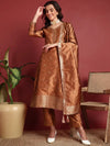 Ahika Polyester Ethnic motifs Brown Indian Ethnic