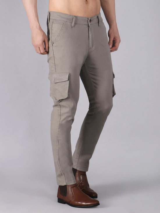 Solid Cargo Pants with 6 pockets-Grey-HC3019-30