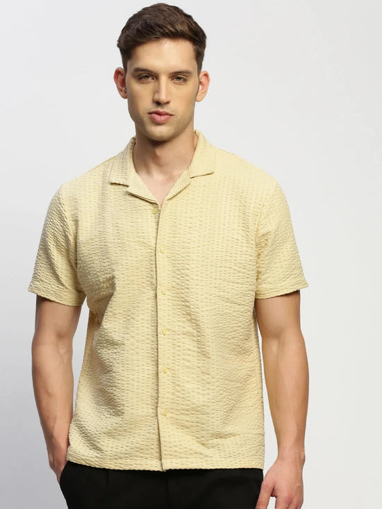 Men Cream Solid Shirt-CALIGO-1772-Cream