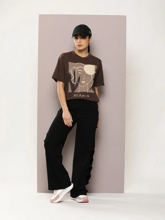 Dillinger Brown Graphic Oversized T-Shirt-WMNCR479CHO-XS