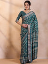 Saree Mall Women's  Blend Teal Blue Printed Designer Saree With Blouse Piece-HOLAND81A