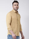 Hangup Men Slim Solid Shirts-CollarKhakiShirt