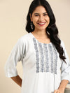 Women's Blue Solid Straight Kurta-ARE-1903-Blue