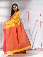 Yellow Cotton Saree With Stripe Designs-MA55CT06520148