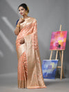 Creamy Peach Katan Silk Banarasi Saree With Ethnic Motifs And Zari Woven Designs-MA52KA441380073