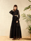 Women Black Waist Cut Out Maxi Dress