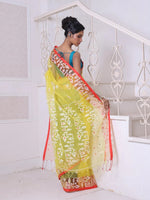 Yellow Muslin Saree With Jamdani Designs-MA64MS401190018