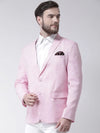 Hangup Men Standard Solid Men Formalwear-BabyPink1LinenBlazer