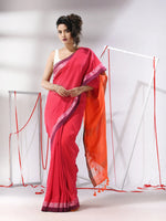 Pink Cotton Saree With Sripe Design And Dual Border-MA55CT06540084