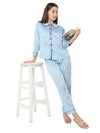 Smarty Pants Women's Silk Satin Ice Blue Color Night Suit